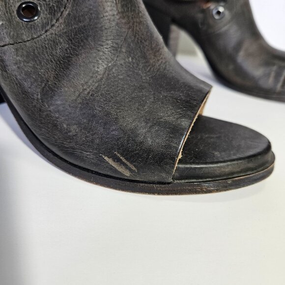 Baske California Brown Leather Fury Open Toe Booties - Picture 4 of 12